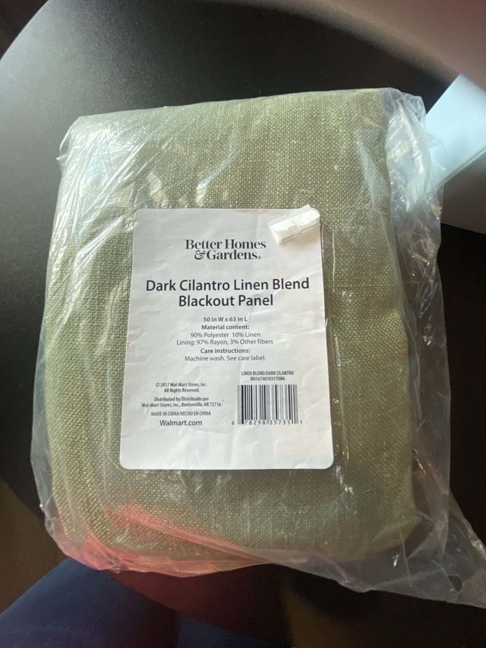 Better Homes & Gardens Dark Cilantro Linen Blend Blackout Panel 50x63